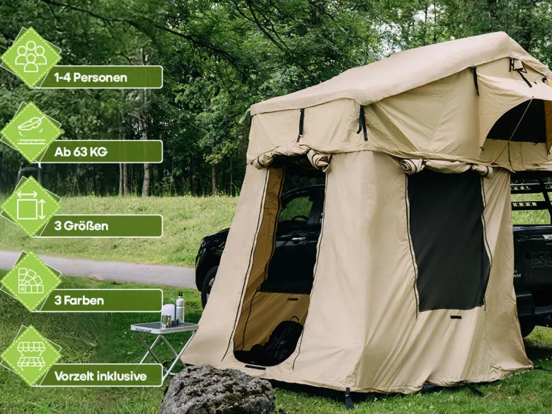 OutdoorU Family 5 Pers daktent incl. voortent& ladder - Green