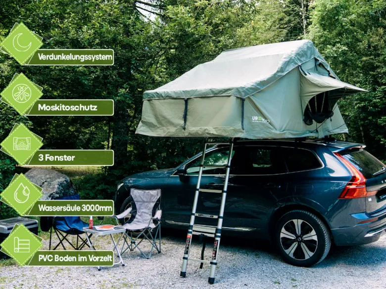 OutdoorU Family 5 Pers daktent incl. voortent& ladder - Green