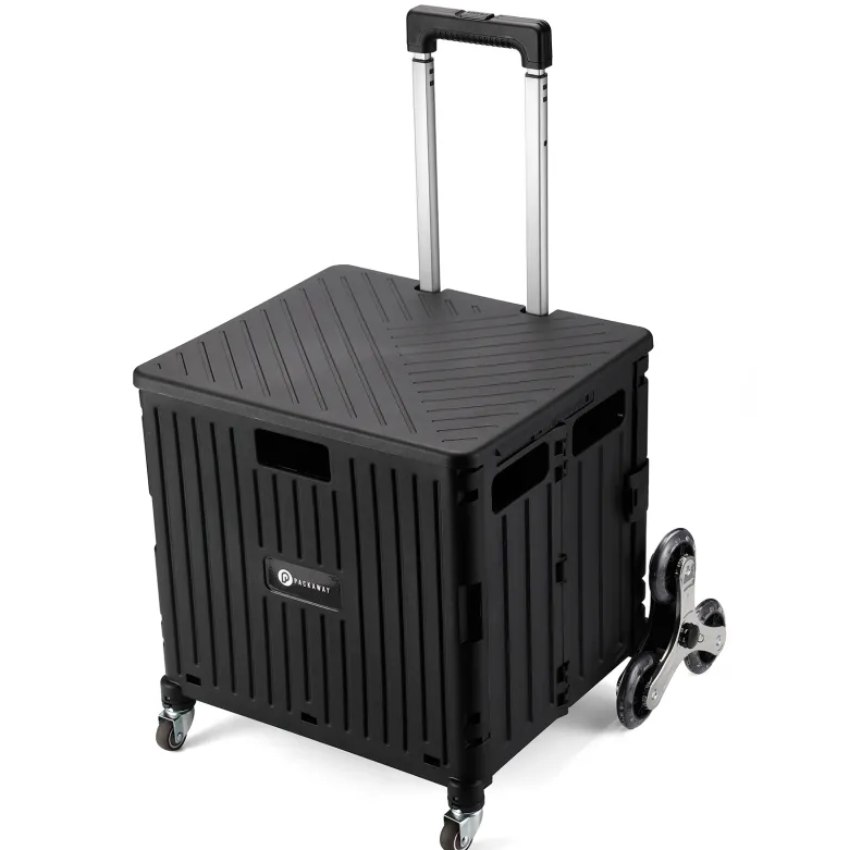Packaway 50 liter boodschappentrolley met trapwielen - Black