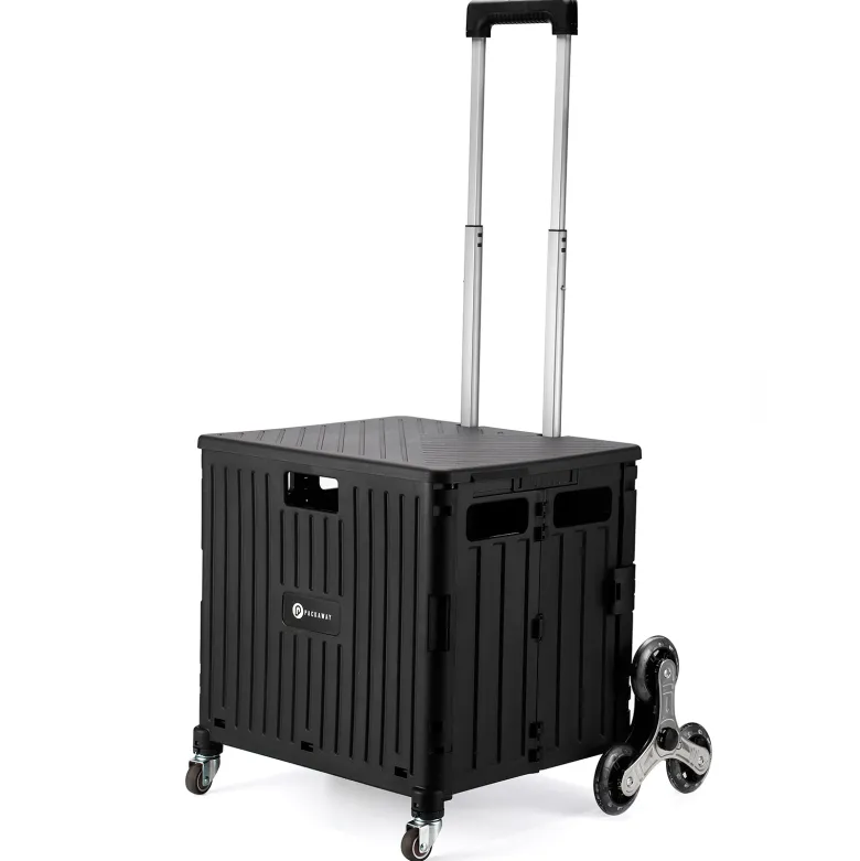 Packaway 50 liter boodschappentrolley met trapwielen - Black