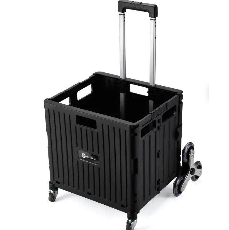 Packaway 50 liter boodschappentrolley met trapwielen - Black