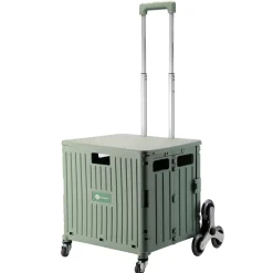 Packaway 50 liter boodschappentrolley met trapwielen - Green