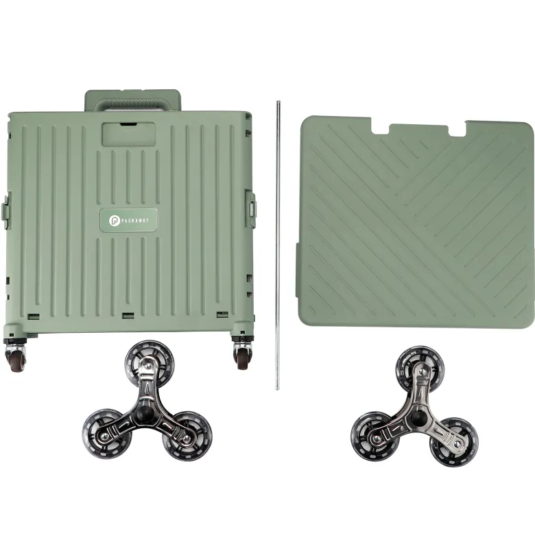 Packaway 50 liter boodschappentrolley met trapwielen - Green