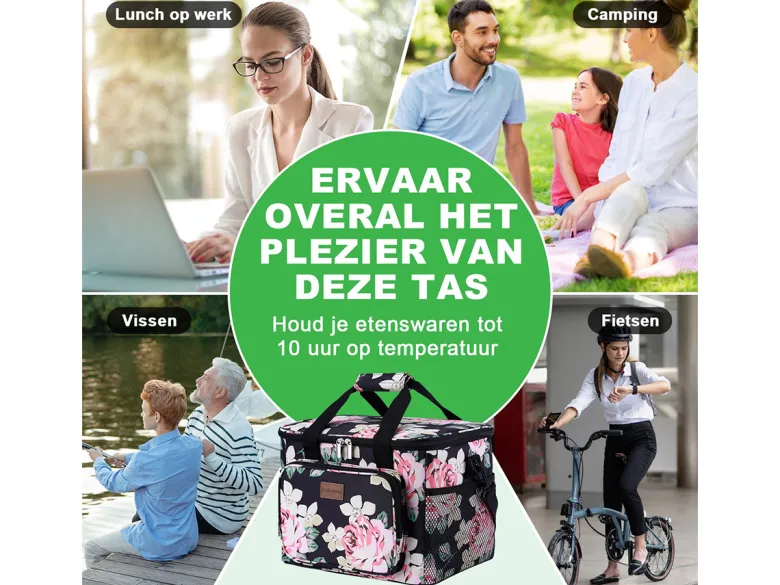Packaway 15 liter geïsoleerde koeltas - Black Flower