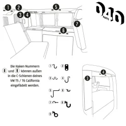 040Parts 10-delige hakenset - VW California T5 T6