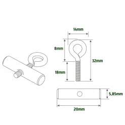 040parts 6 mm railstopper met schroefoog - Set van 2