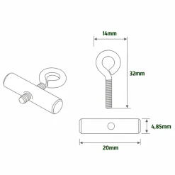 040parts 5 mm railstopper met schroefoog - Set van 2
