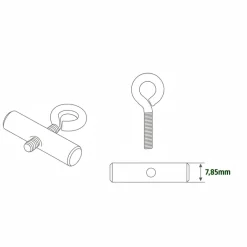 040parts 8 mm railstopper met schroefoog - Set van 2