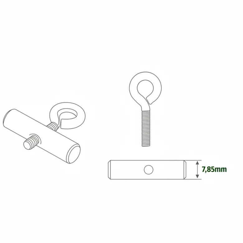 040parts 8 mm railstopper met schroefoog - Set van 2