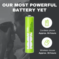 100%PeakPower set van 8 AAA Oplaadbare batterijen