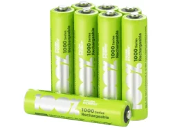 100%PeakPower set van 8 AAA Oplaadbare batterijen