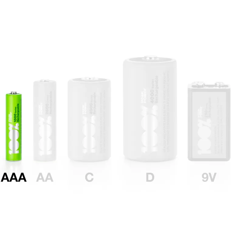 100%PeakPower set van 8 AAA Oplaadbare batterijen