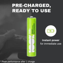 100%PeakPower set van 8 AAA Oplaadbare batterijen