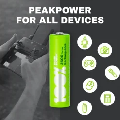 100%PeakPower set van 12 AA Oplaadbare batterijen