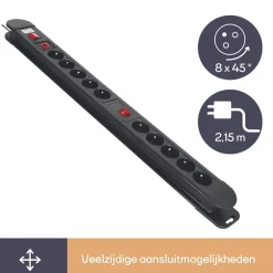 Perel EBP10N 10-voudige stekkerdoos met schakelaar - 1,5 meter