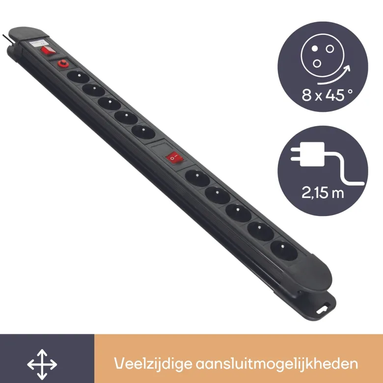 Perel EBP10N 10-voudige stekkerdoos met schakelaar - 1,5 meter