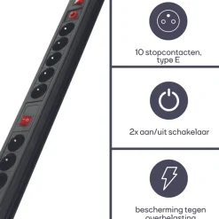 Perel EBP10N 10-voudige stekkerdoos met schakelaar - 1,5 meter