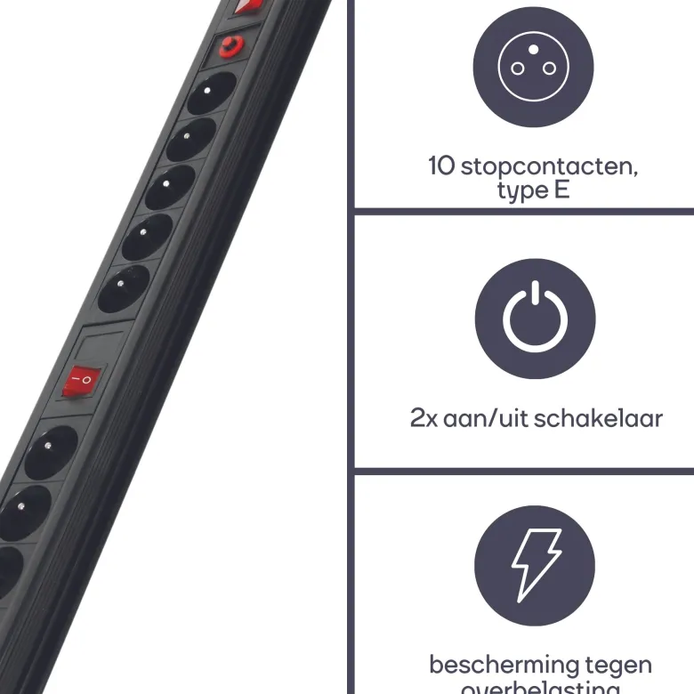 Perel EBP10N 10-voudige stekkerdoos met schakelaar - 1,5 meter