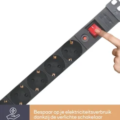 Perel EBP08PDU-G 8-weg stekkerdoos met schakelaar - 2,15 meter