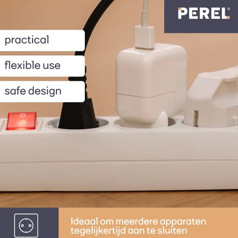 Perel EB4S-G 4-voudige stekkerdoos met schakelaar - 1,5 meter