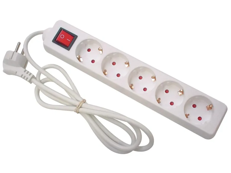 Perel EB5S-G 5-voudige stekkerdoos met schakelaar - 1,5 meter