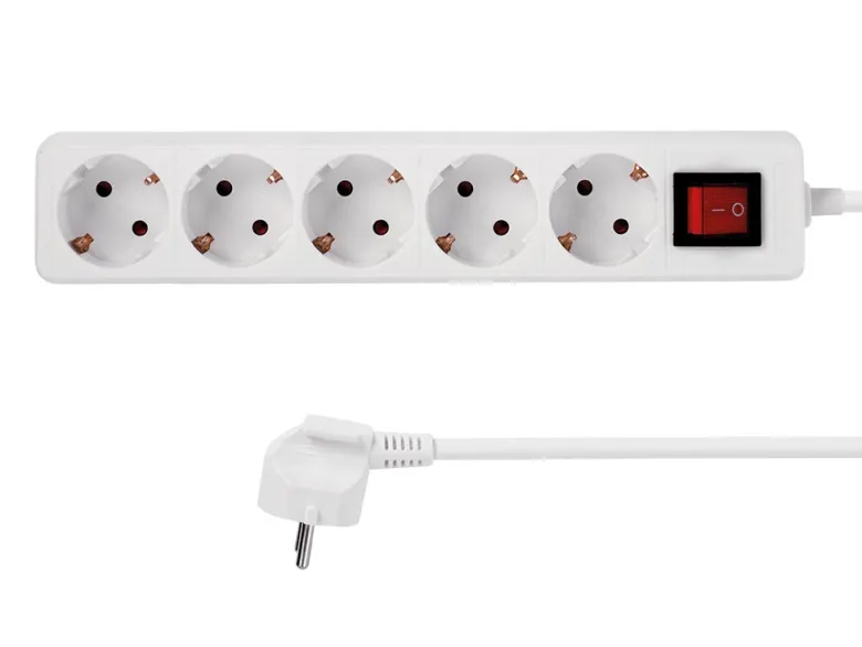 Perel EB5S-G 5-voudige stekkerdoos met schakelaar - 1,5 meter