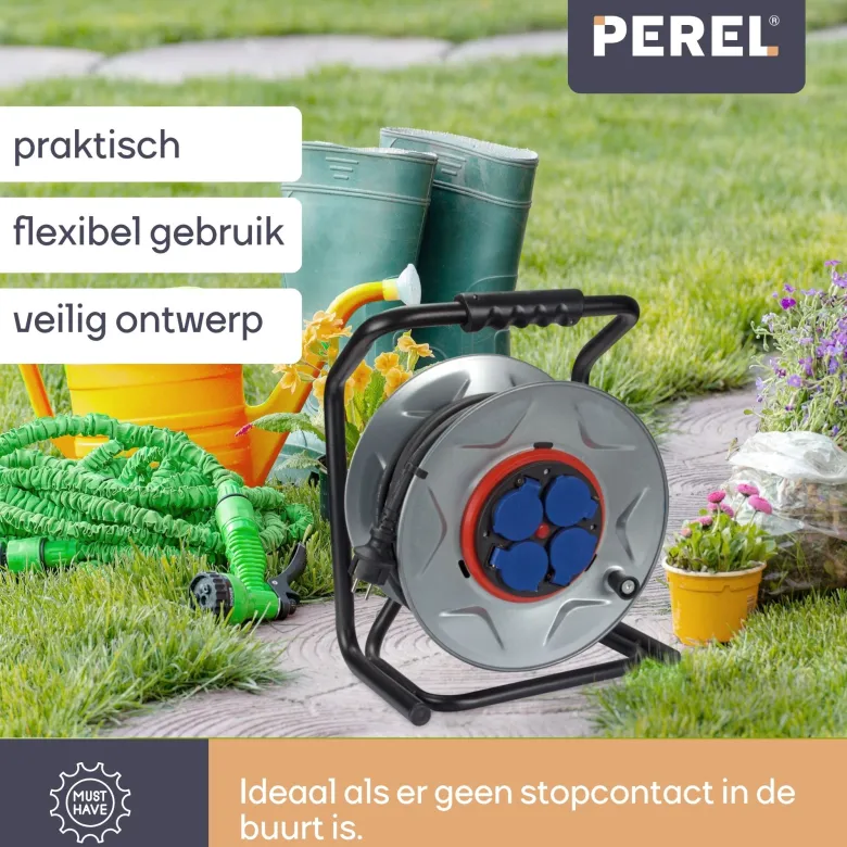 Perel ECR40NP25A 4-voudige kabelhaspel - 40 meter