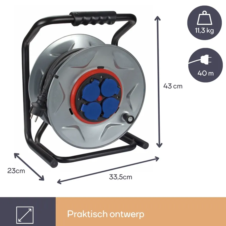Perel ECR40NP25A 4-voudige kabelhaspel - 40 meter