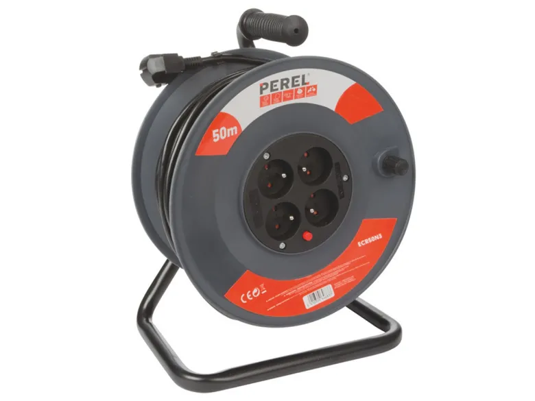 Perel ECR50N3 4-voudige kabelhaspel - 50 meter