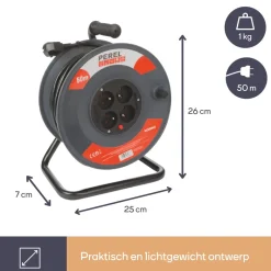 Perel ECR50N3 4-voudige kabelhaspel - 50 meter