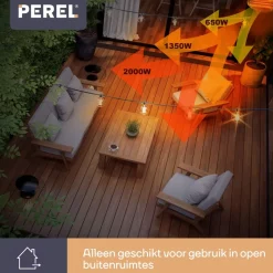 Perel PHW2000 hangende terrasverwarmer - 2000 watt