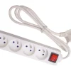 Perel White 4-voudige stekkerdoos - 3 meter