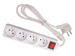 Perel White 4-voudige stekkerdoos - 3 meter