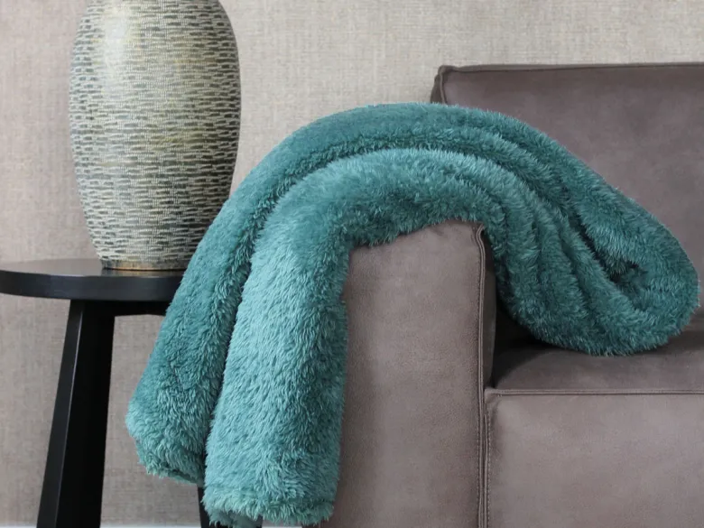 PHLOX Teddy 130 x 170 cm plaid - groen blauw