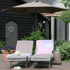 PimXL 300 cm luxe 6-ribs parasol - Taupe