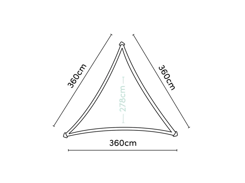 Platinum Coolfit 3,6m olive driehoek schaduwdoek