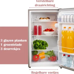 Primo PR122FR 88 liter tafelmodel koelkast - Silver