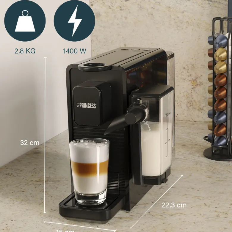 Princess Capsule koffiemachine met melkopschuimer