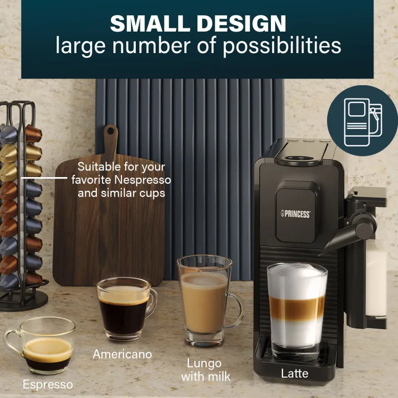 Princess Capsule koffiemachine met melkopschuimer