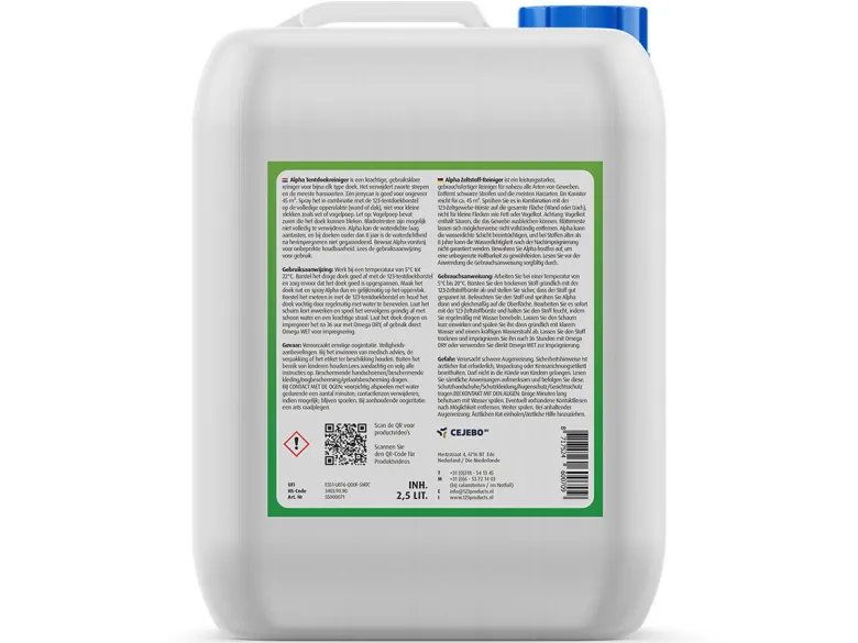 123 Products Alpha tentdoekreiniger - 2,5 liter