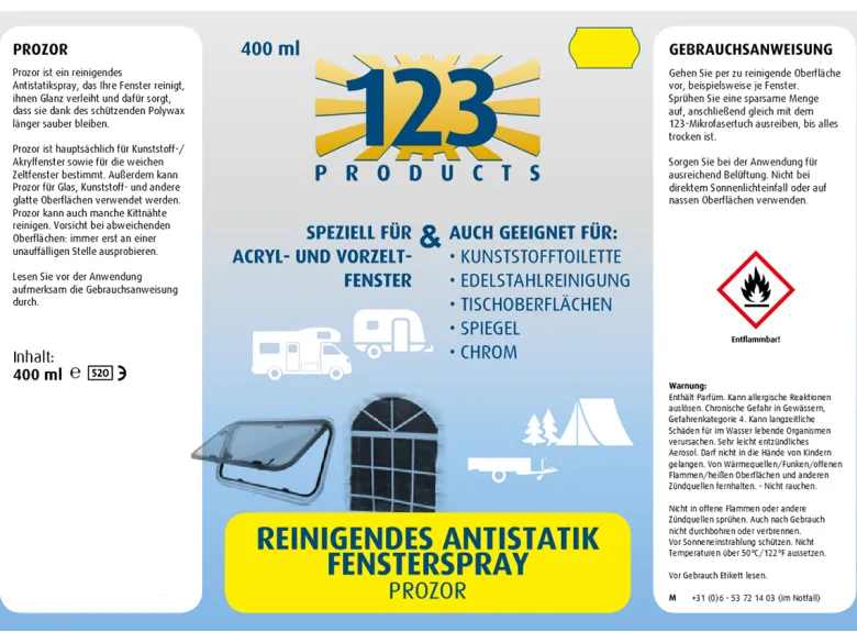123 Products Prozor antistatische raamspray