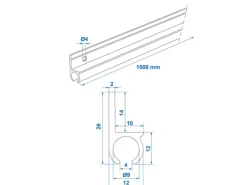 ProPlus 180° 100 cm aluminium tentrail