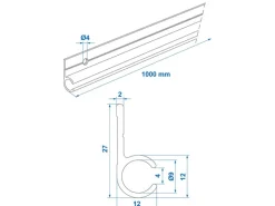 ProPlus 90° 100 cm aluminium tentrail
