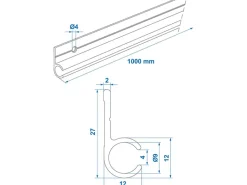 ProPlus 90° 100 cm aluminium tentrail - Black