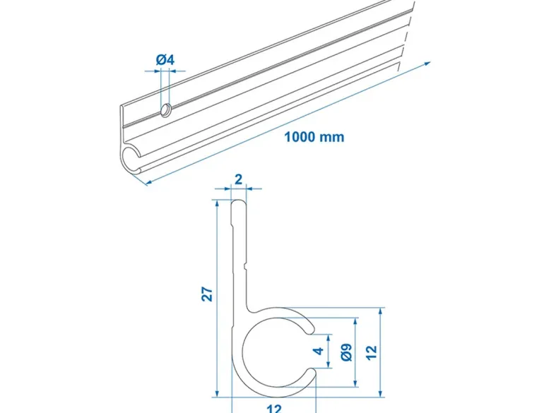 ProPlus 90° 100 cm aluminium tentrail - Black
