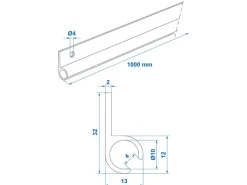 ProPlus 45° 100 cm aluminium tentrail