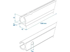 ProPlus 90° 120 cm aluminium tentrail