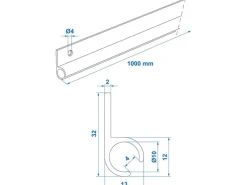 ProPlus 45° 100 cm aluminium tentrail - Black