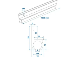 ProPlus 180° 100 cm aluminium tentrail - Black