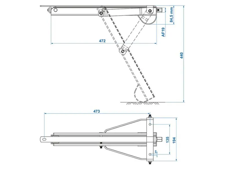 ProPlus Compact 500 kg caravanhoeksteun - 460 x 195 x 440 mm